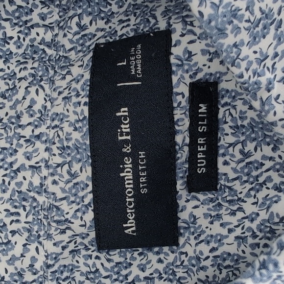 Abercrombie & Fitch Short Sleeve Button Up Stretch Super Slim SZ L - Picture 2 of 13